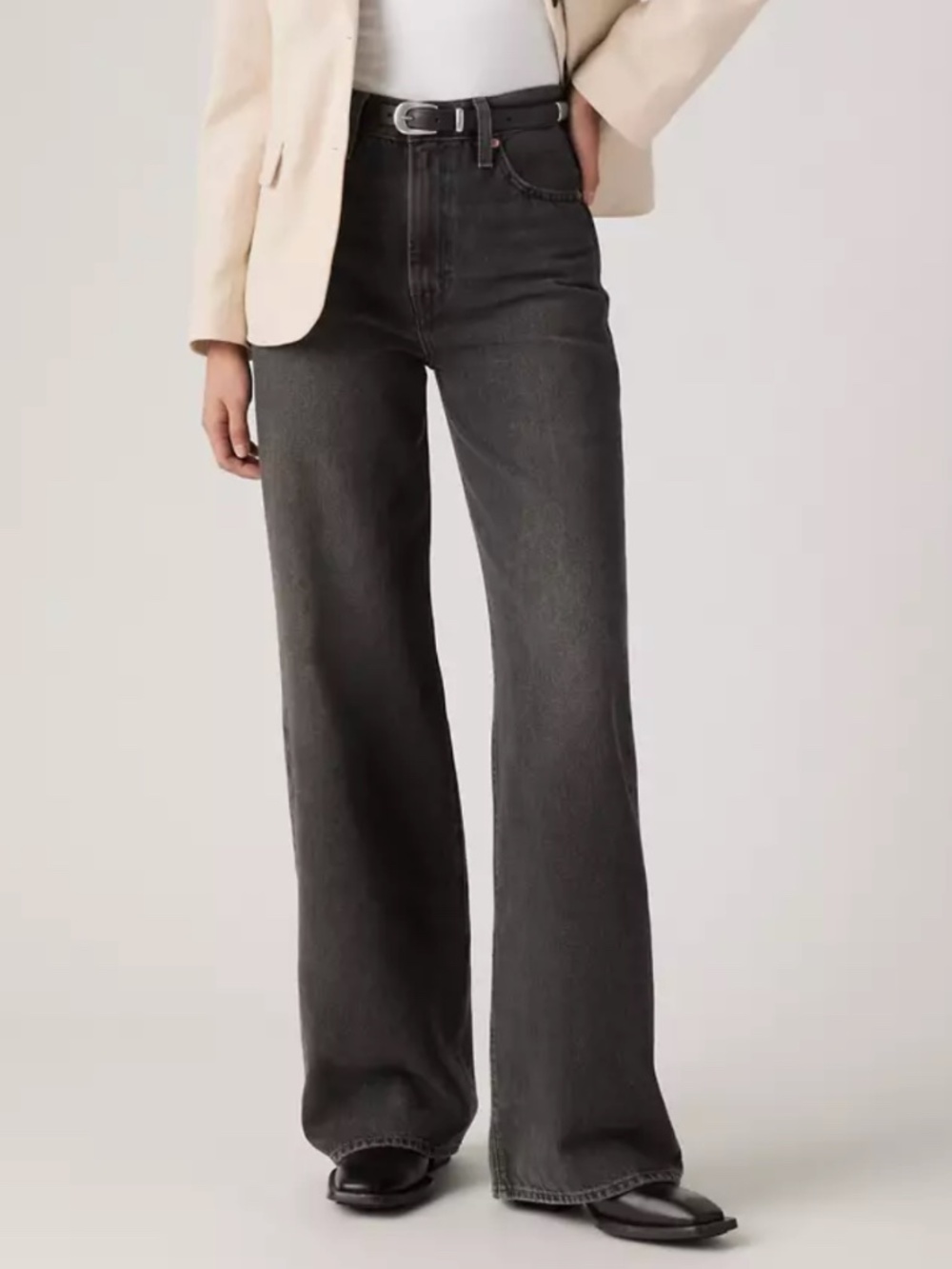 Levi's Washed Black Ribcage Wide-Leg Women's Jeans Size 27